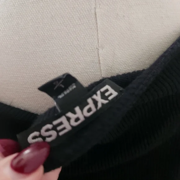 Express Black Lace-Up Long Sleeve Top - Picture 4 of 5